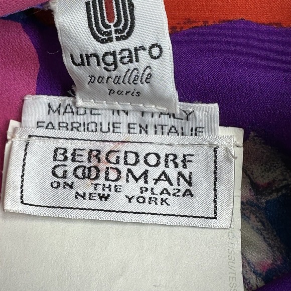 Emanuel Ungaro Parallele Paris Silk Blouse Vtg 80's Sz 6 Iconic Print Documented - Picture 14 of 16